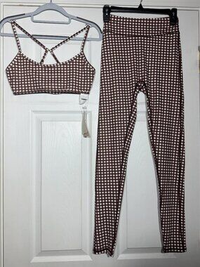 Aralina Women's Plaid Cropped Camisole And Leggings Sports Set